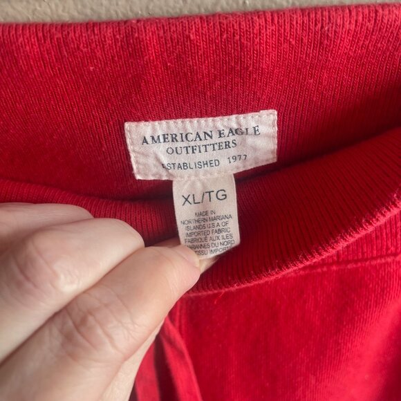 Y2K American Eagle Sweatpants Womens XL Red Wide Leg Low Rise Drawstring X - Picture 5 of 12